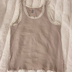 Lace Trim Mauve Tank Top